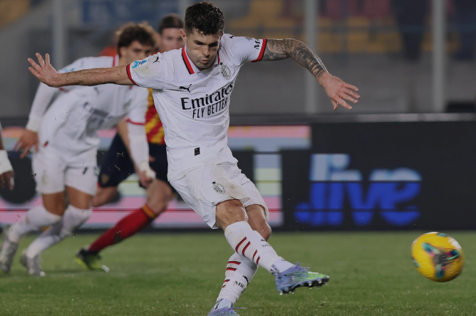Serie A : Pulisic Selamatkan AC Milan dan Berbalik Unggul Atas Lecce 3-2